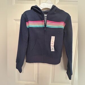 NWTs size 8 SO Kids' Navy Hoodie with Colorful Stripes